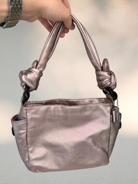 Rare! 2010 Era Coach Rose Gold Mini Hobo Leather Handbag with Tortoise Shell